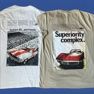 Lot Of 2 GM Chevrolet corvette Camaro men's graphic tee size XL Chevy T Shirt